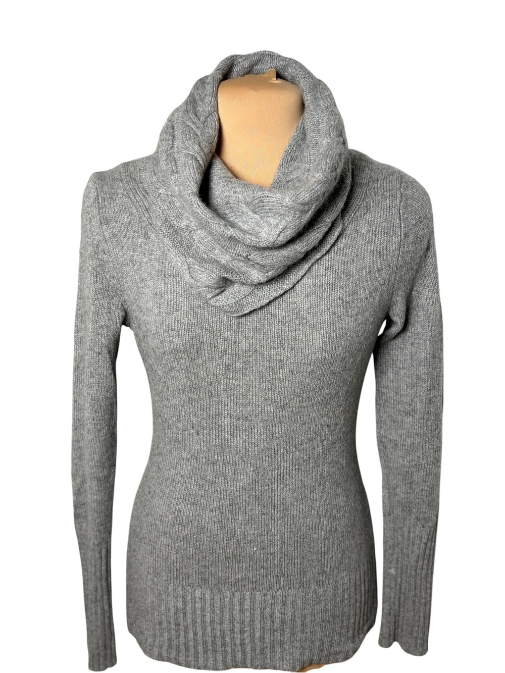 Banana Republic Luxury 100% Cashmere Gray Draped Cowl Neck Sweater XS